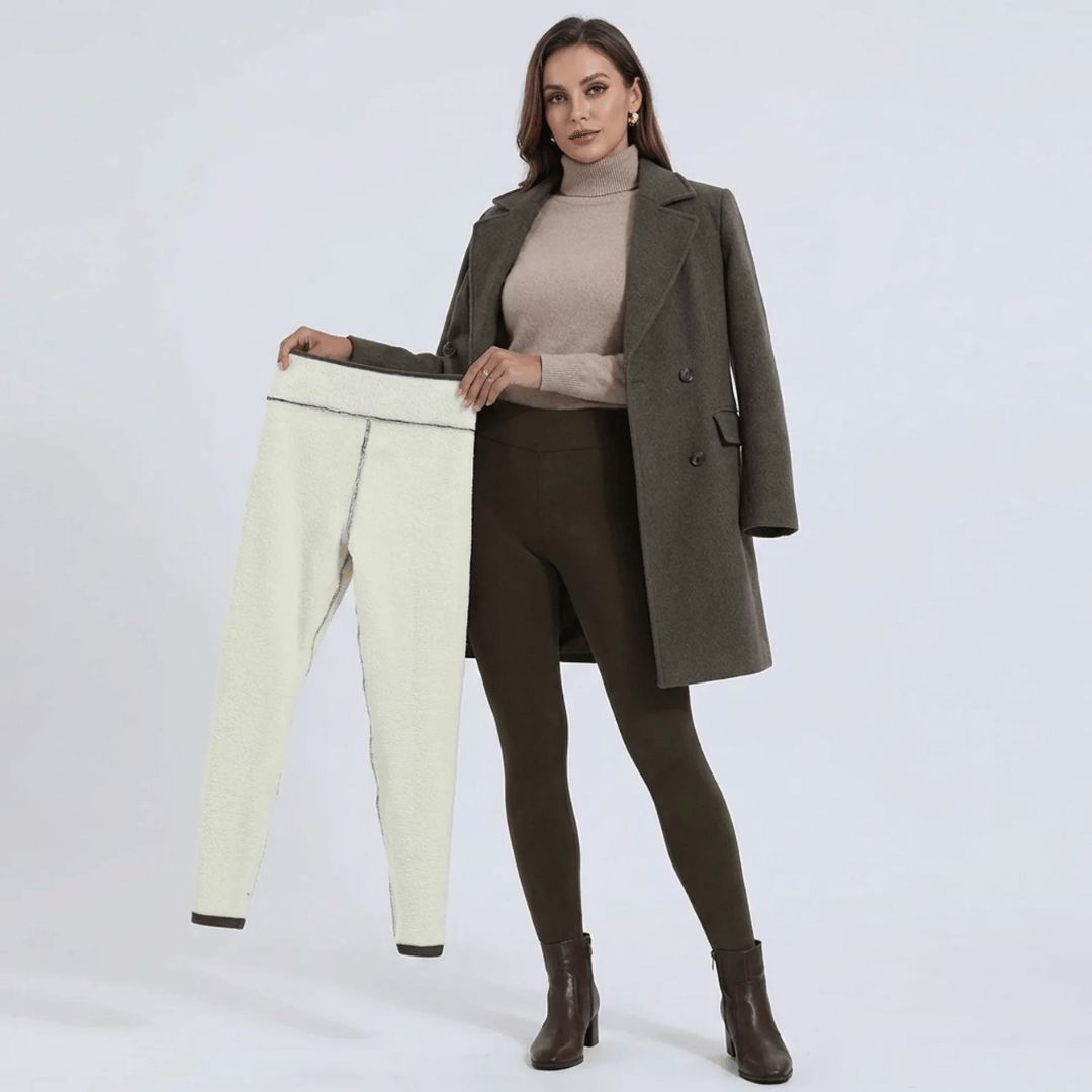 Legging polaire thermique femme porté de face