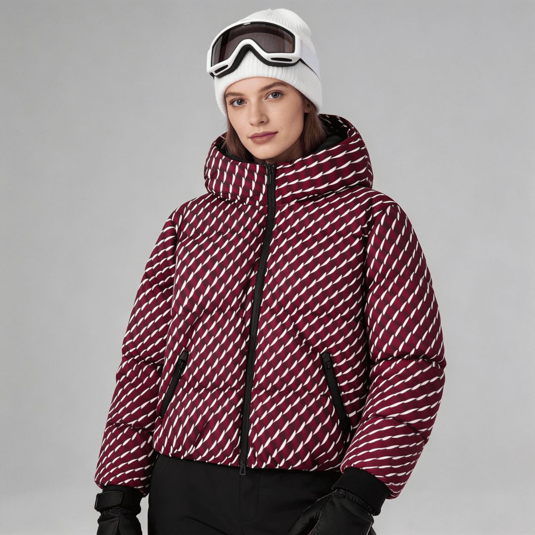 Veste de ski femme Courchevel imperméable, coloris bordeaux, vue de face