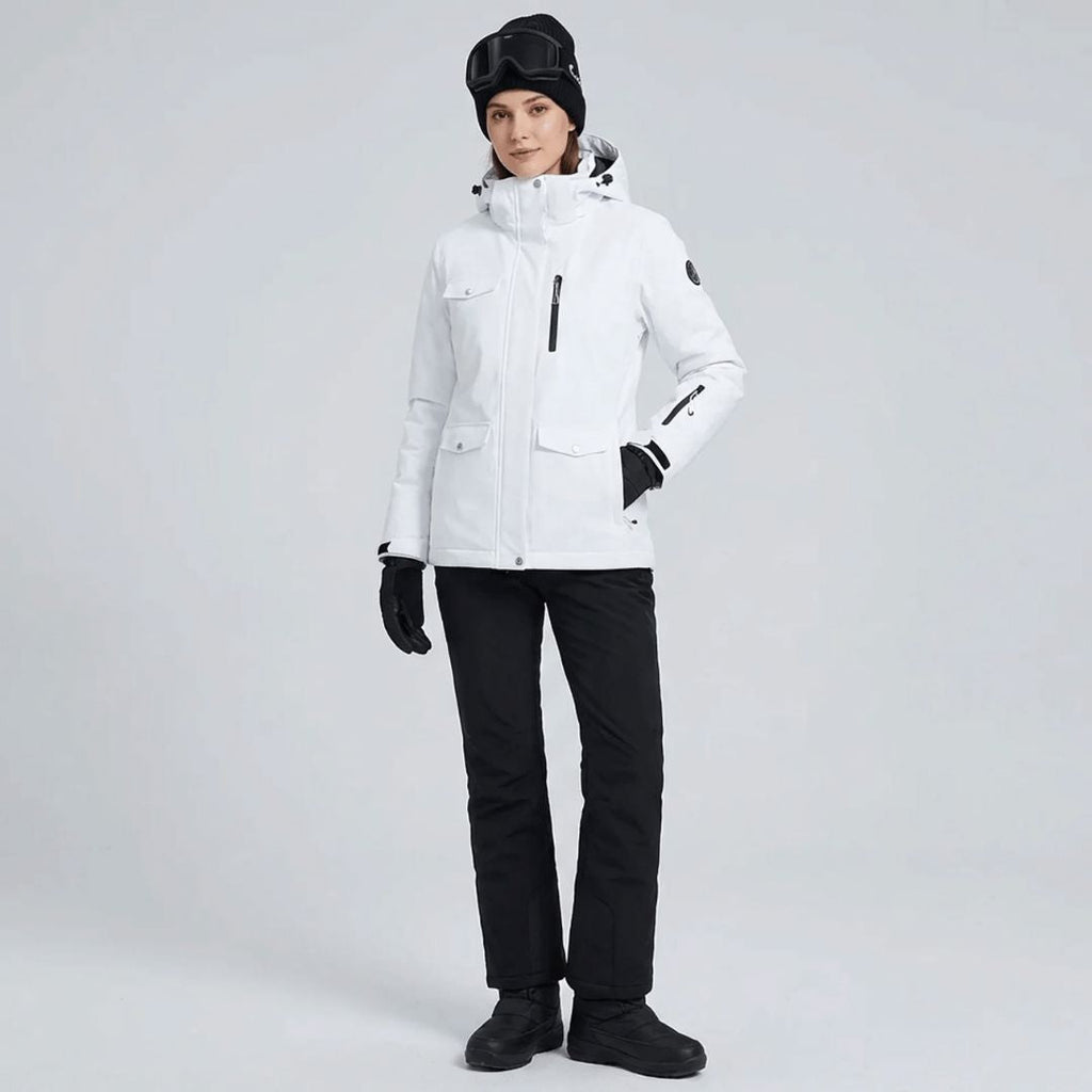 Détail de la doublure polaire du manteau de neige femme