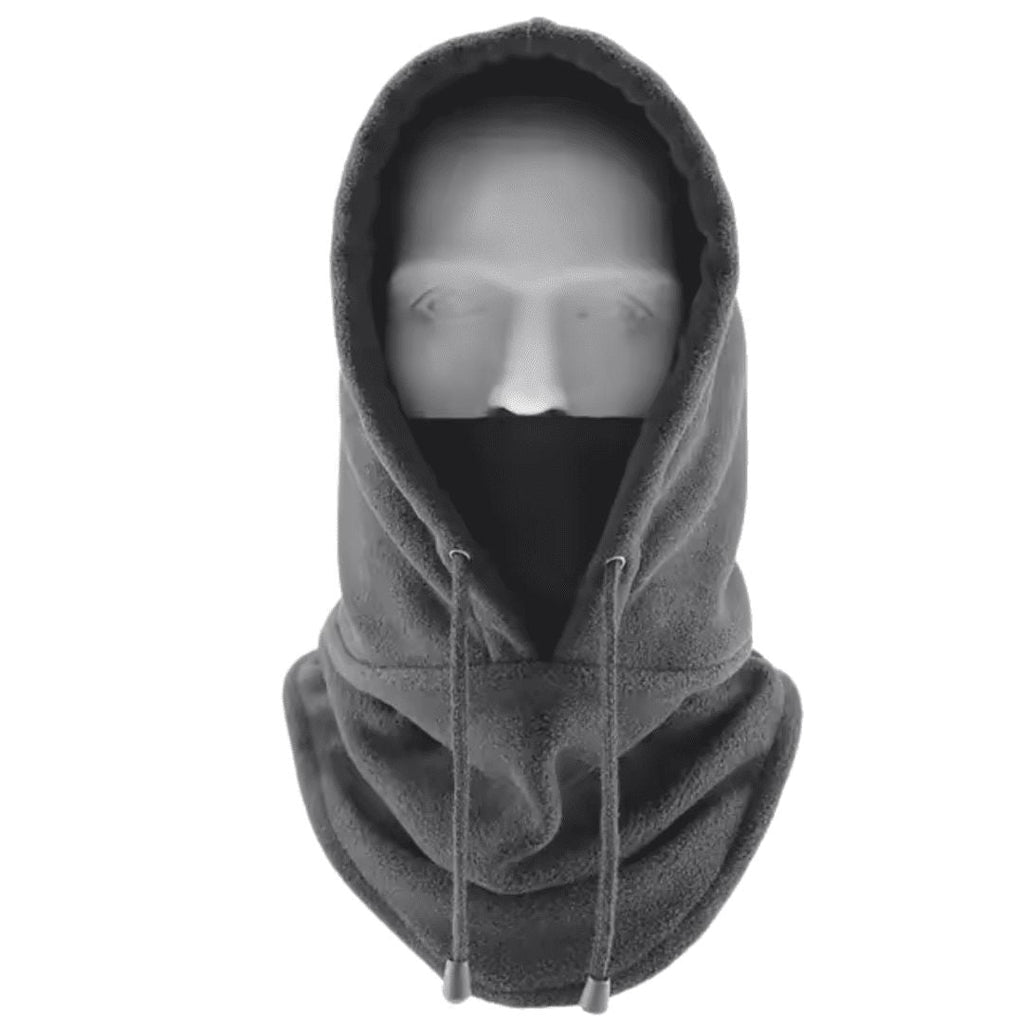 Cagoule polaire portée couvrant le visage et le cou