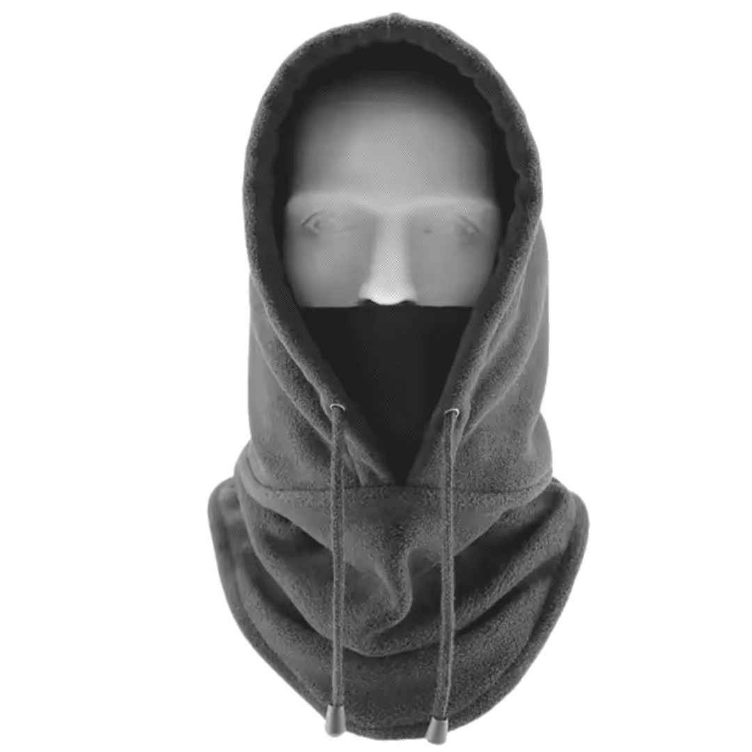 Cagoule polaire portée couvrant le visage et le cou