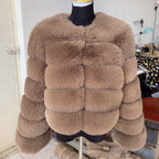 Manteau femme en fausse fourrure, effet fourrure de renard