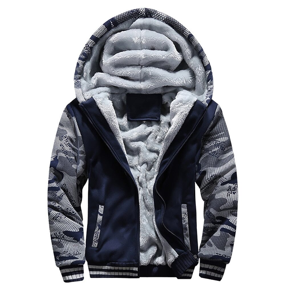 Detail de la capuche doublee de la veste homme